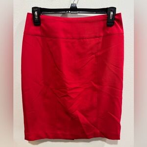 Worthington womens pencil Skirt 4 Red lined knee length zip closure faux pockets
